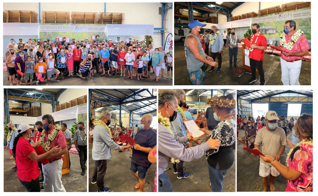 Remise de bons d'aides en matériaux à 84 familles de Moorea